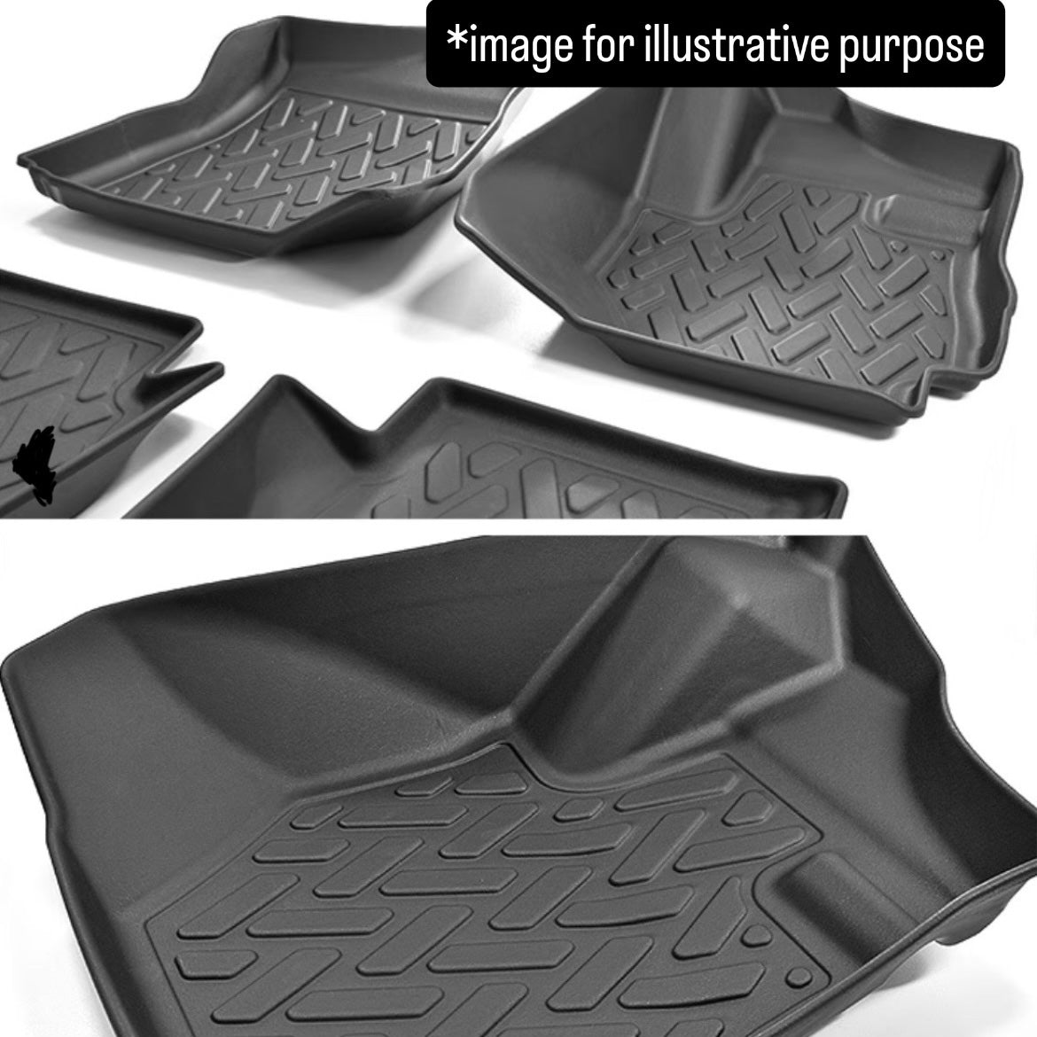 JB64W/JB74W AT Models 3D TPO Waterproof Floor Mat 4pc Set for Suzuki Jimny / Jimny Sierra (Black, Front & Rear, Model Year:July.2018 onward)
