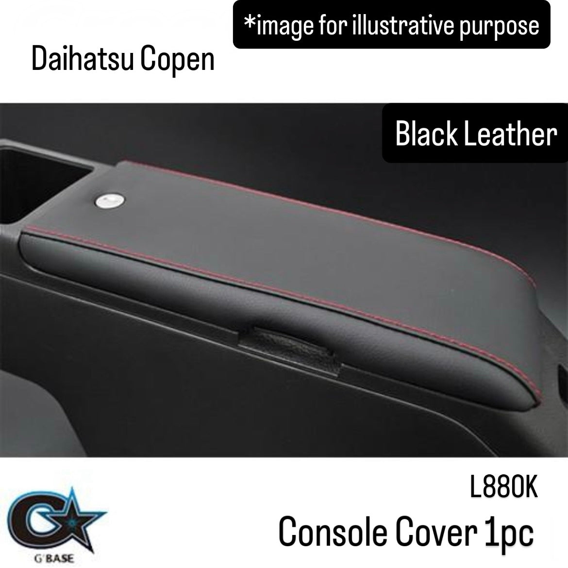 L880K Console Cover (G'BASE) for Daihatsu Copen (Black Leather)