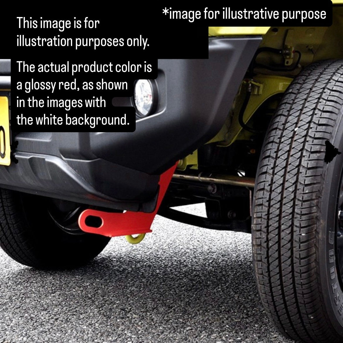 JB64W/JB74W/JC74W Front Tow Hook Passenger Side for Suzuki Jimny / Jimny Sierra / Jimny Nomade (6mm Thick, Red, Model Year:July.2018 onward)