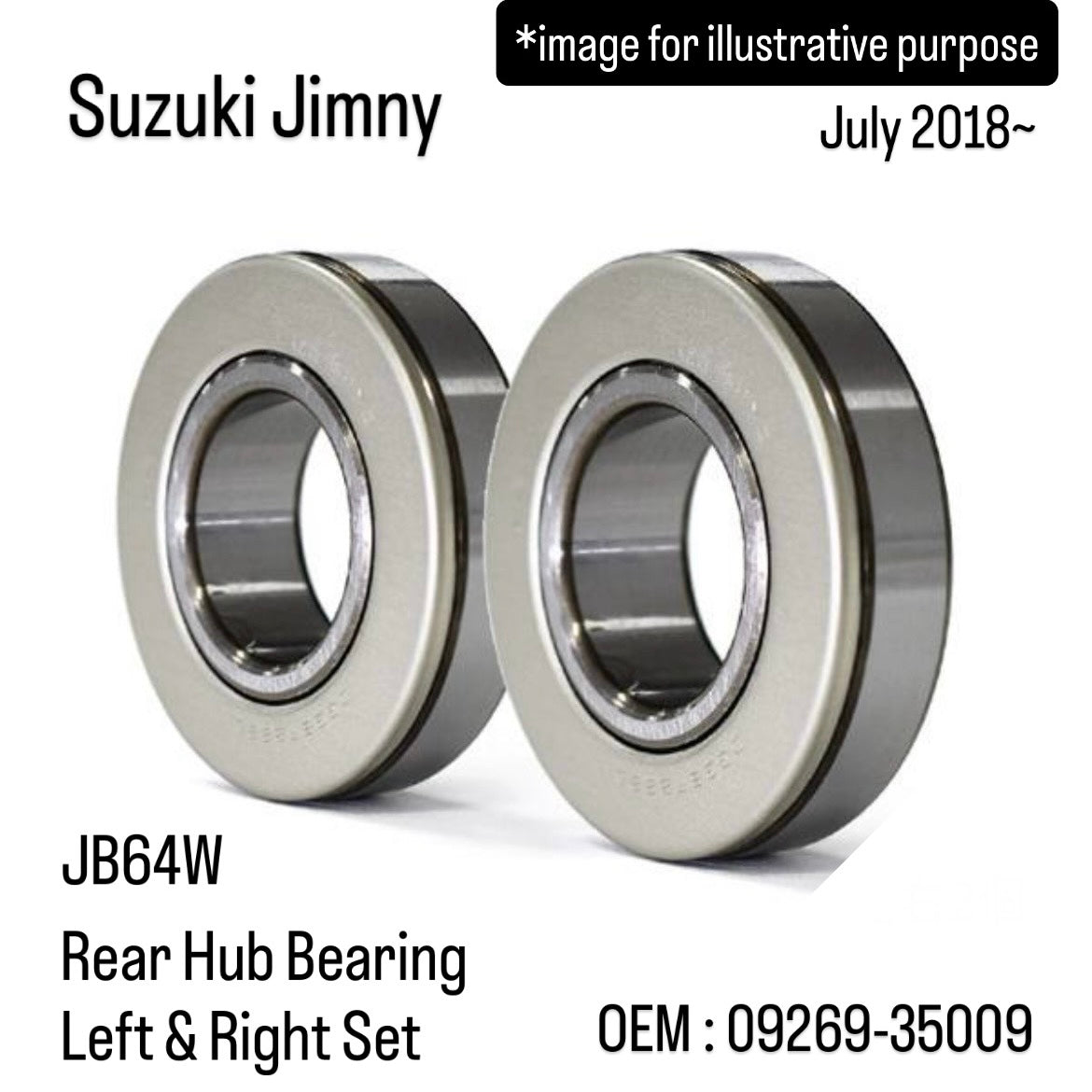 JB64W Rear Hub Bearing Left & Right Set for Suzuki Jimny (July 2018~) (OEM:09269-35009)