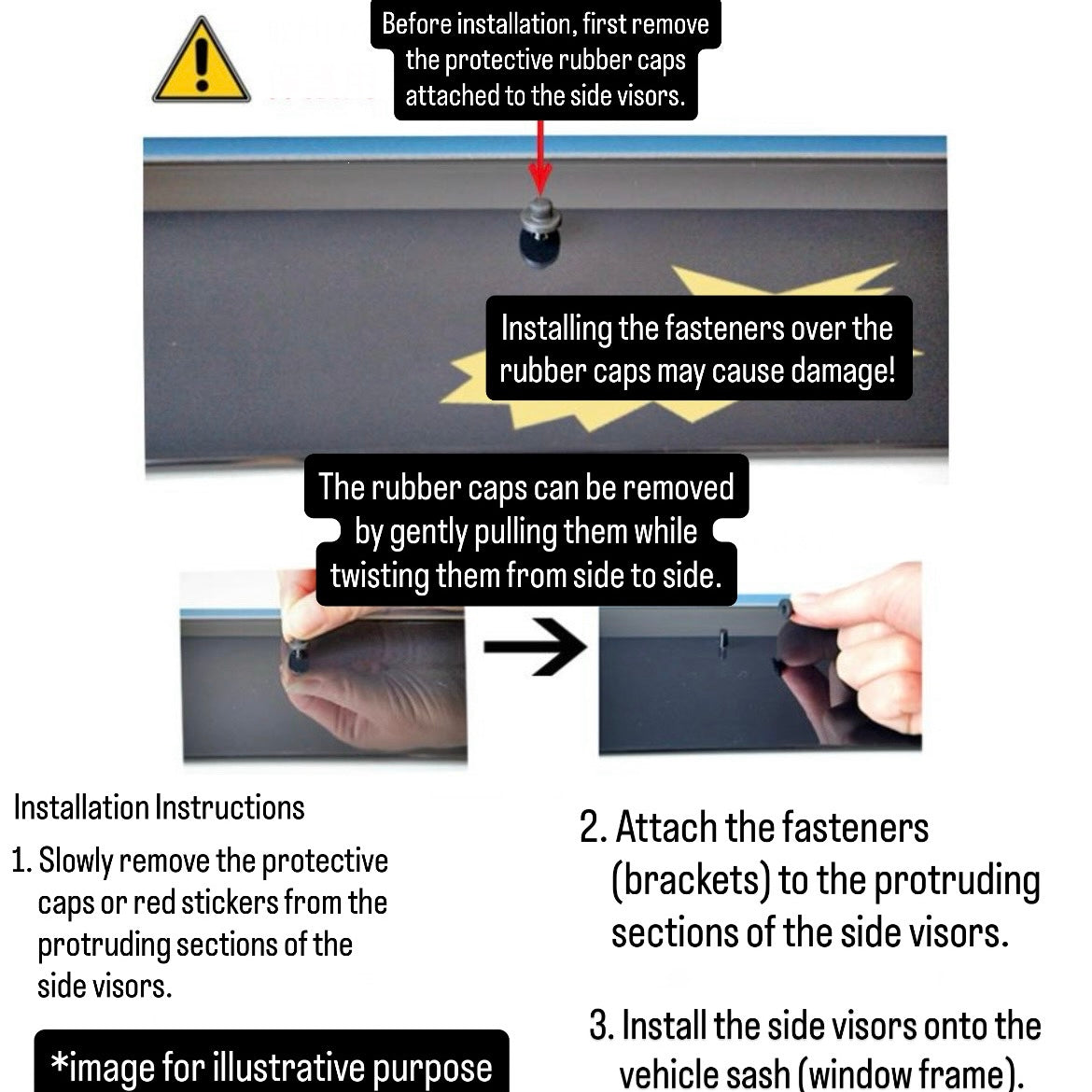 JB64W Side Door Visor Left & Right Set for Suzuki Jimny (with Cleaning Wipes & Installation Instructions)