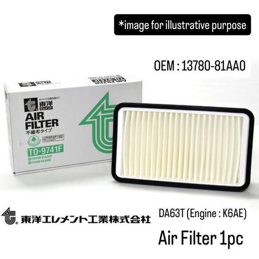 DA63T (Engine:K6AE) Air Filter (TOYO) for Suzuki Carry Super Carry (OEM:13780-81AA0)