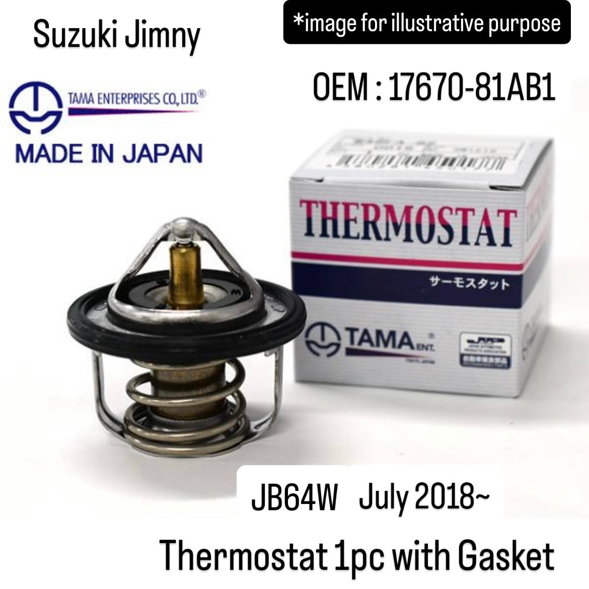 JB64W Thermostat with Gasket (TAMA) for Suzuki Jimny (July 2018~) (OEM:17670-81AB1)