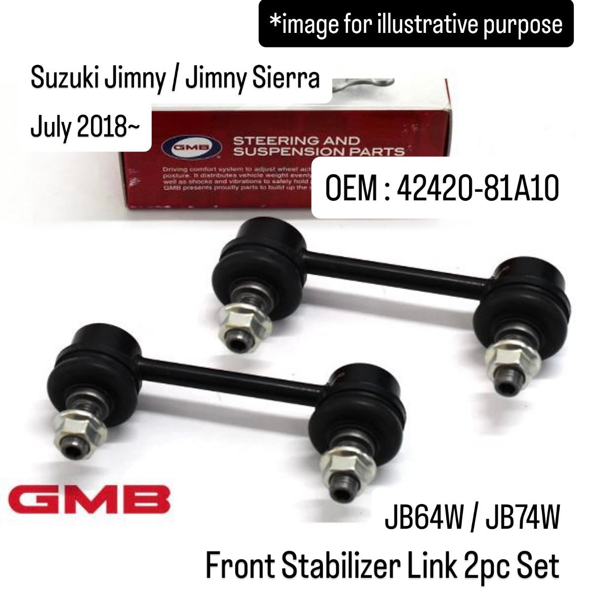 JB64W/JB74W Front Stabilizer Link 2pc Set (GMB) for Suzuki Jimny / Jimny Sierra (July 2018~) (OEM:42420-81A10)