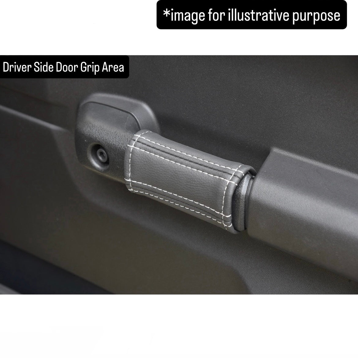 JB64W/JB74W Leather Grab Handle Cover 4pc Set for Suzuki Jimny / Jimny Sierra (White Stitching)