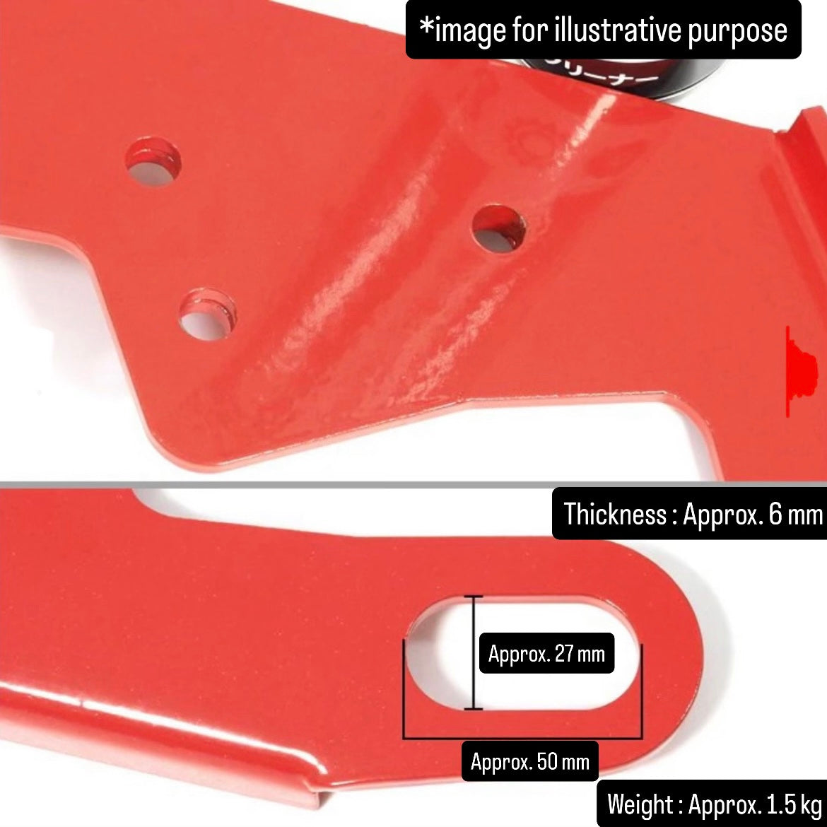 JB64W/JB74W/JC74W Front Tow Hook Passenger Side for Suzuki Jimny / Jimny Sierra / Jimny Nomade (6mm Thick, Red, Model Year:July.2018 onward)