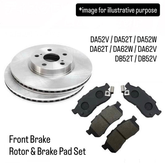 DA52V/DA52T/DA52W/DA62T/DA62W/DA62V/DB52T/DB52V Front Brake Rotor & Brake Pad Set for Suzuki Carry