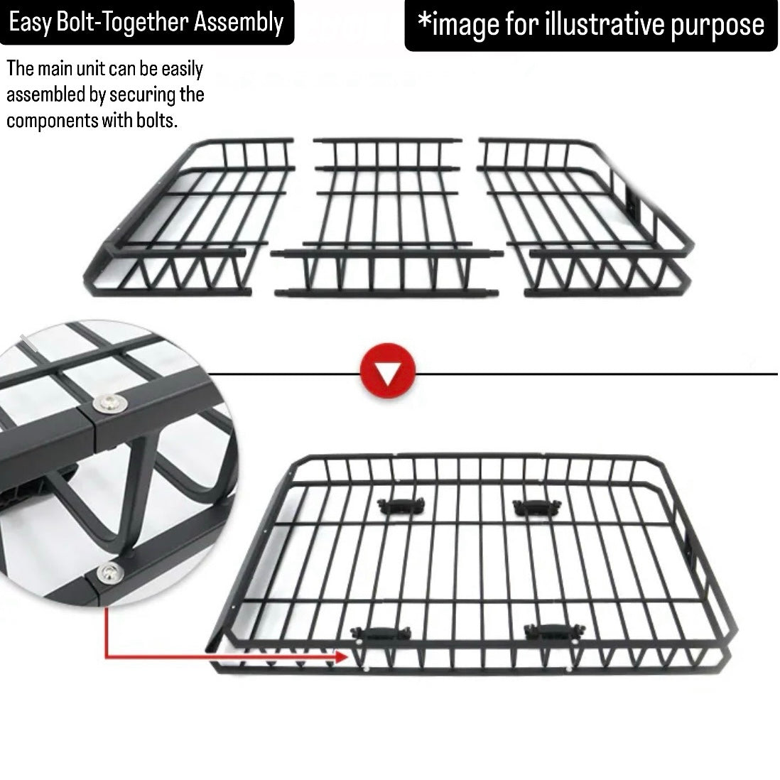 Universal Steel Roof Cargo Basket 990mm×1660mm×160mm – 68kg Load Capacity for Kei Cars, SUVs & Passenger Vehicles