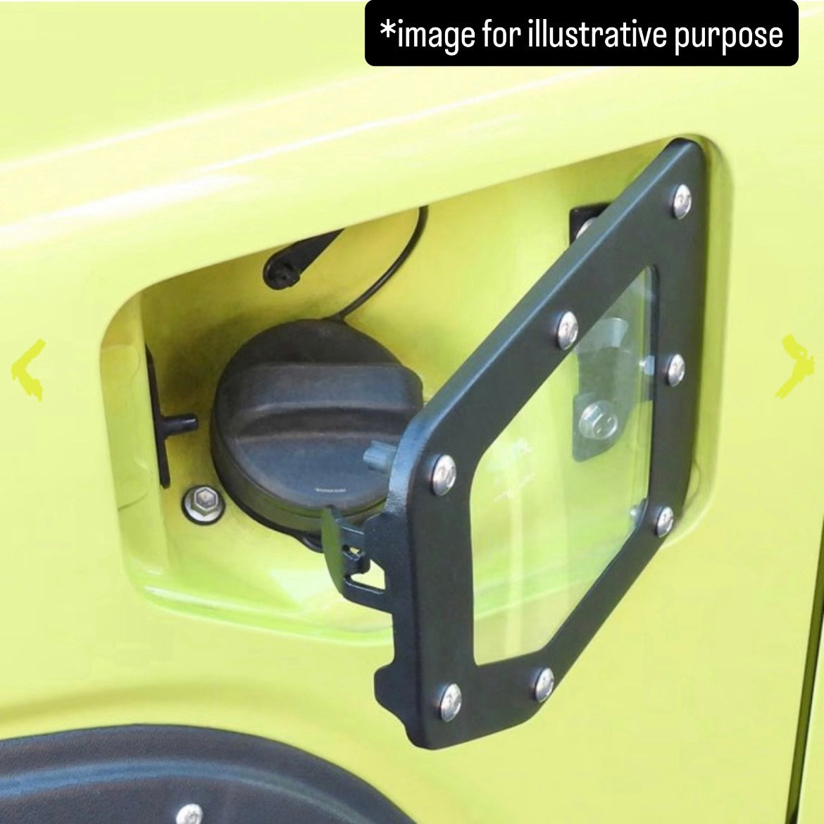 JB64W/JB74W Clear Fuel Filler Door Lid Cover for Suzuki Jimny / Jimny Sierra (Replacement Type / Black / with Bolts / Compatible with all model years of the JB64W & JB74W series)