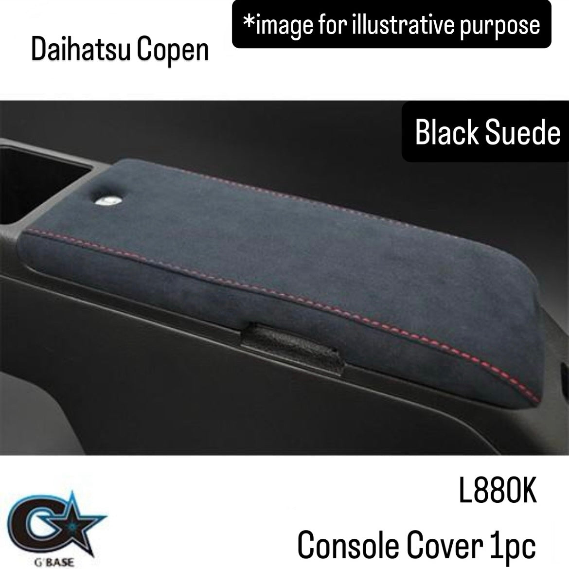 L880K Console Cover (G'BASE) for Daihatsu Copen (Black Suede)