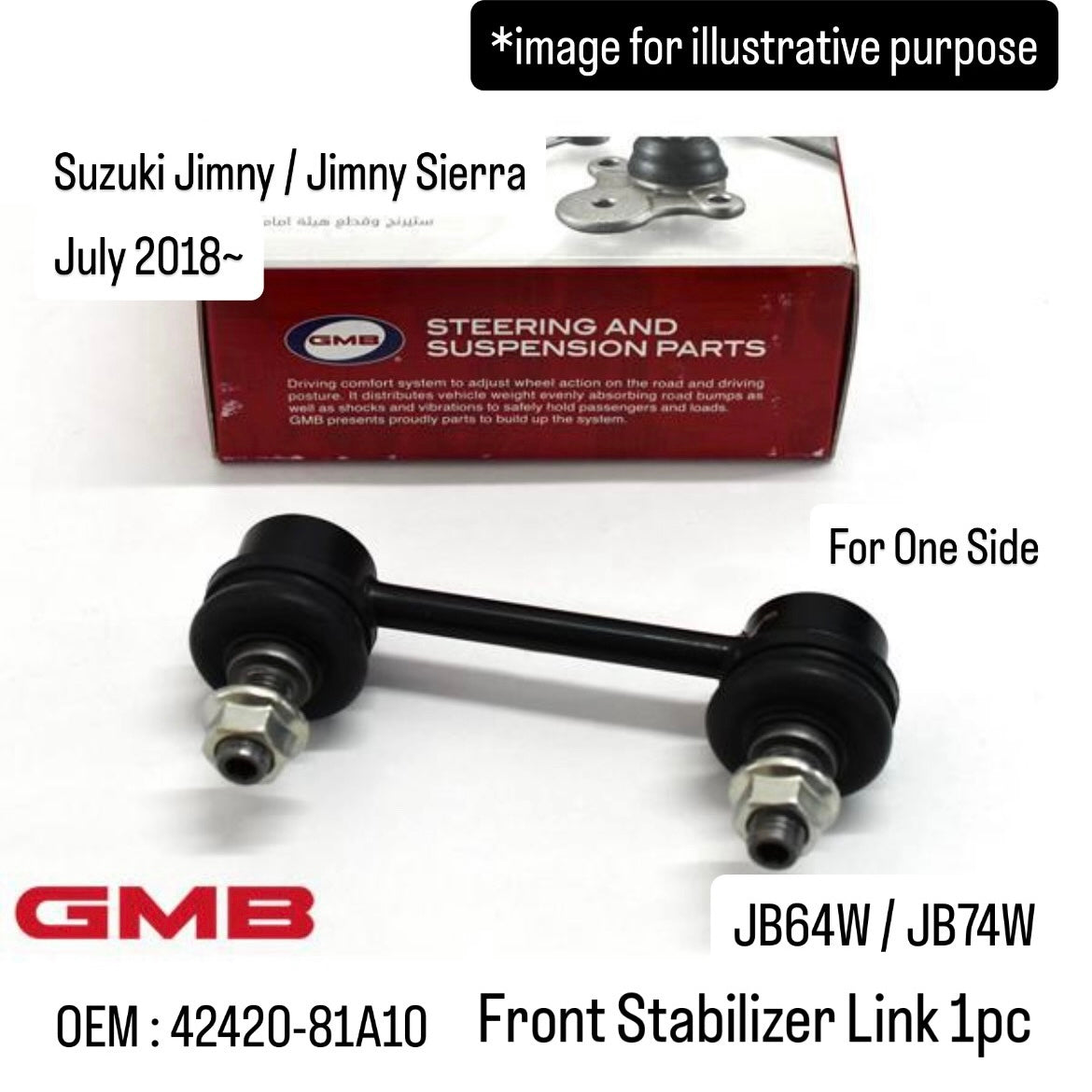 JB64W/JB74W Front Stabilizer Link (GMB) for Suzuki Jimny / Jimny Sierra (July 2018~, For One Side) (OEM:42420-81A10)