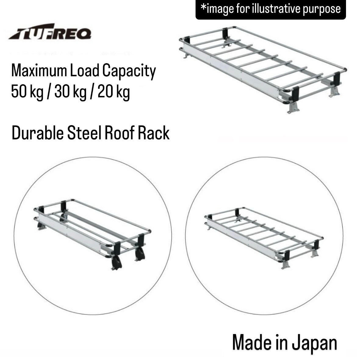 HA6/HA7 Steel Roof Rack with Sign Board (TUFREQ) for Honda Acty (Truck Work Truck Cargo Carrier)