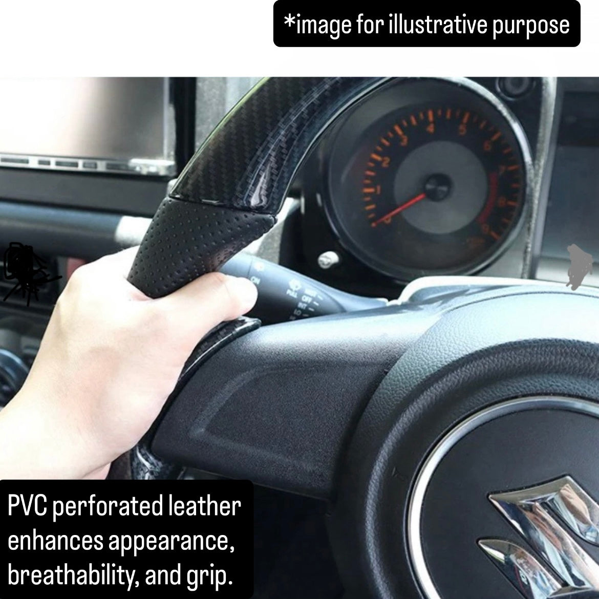JB64W/JB74W/JC74W Gun Grip Steering Wheel for Suzuki Jimny / Jimny Nomade (Carbon Style & PVC Perforated Leather / Model Year:July 2018 onward)