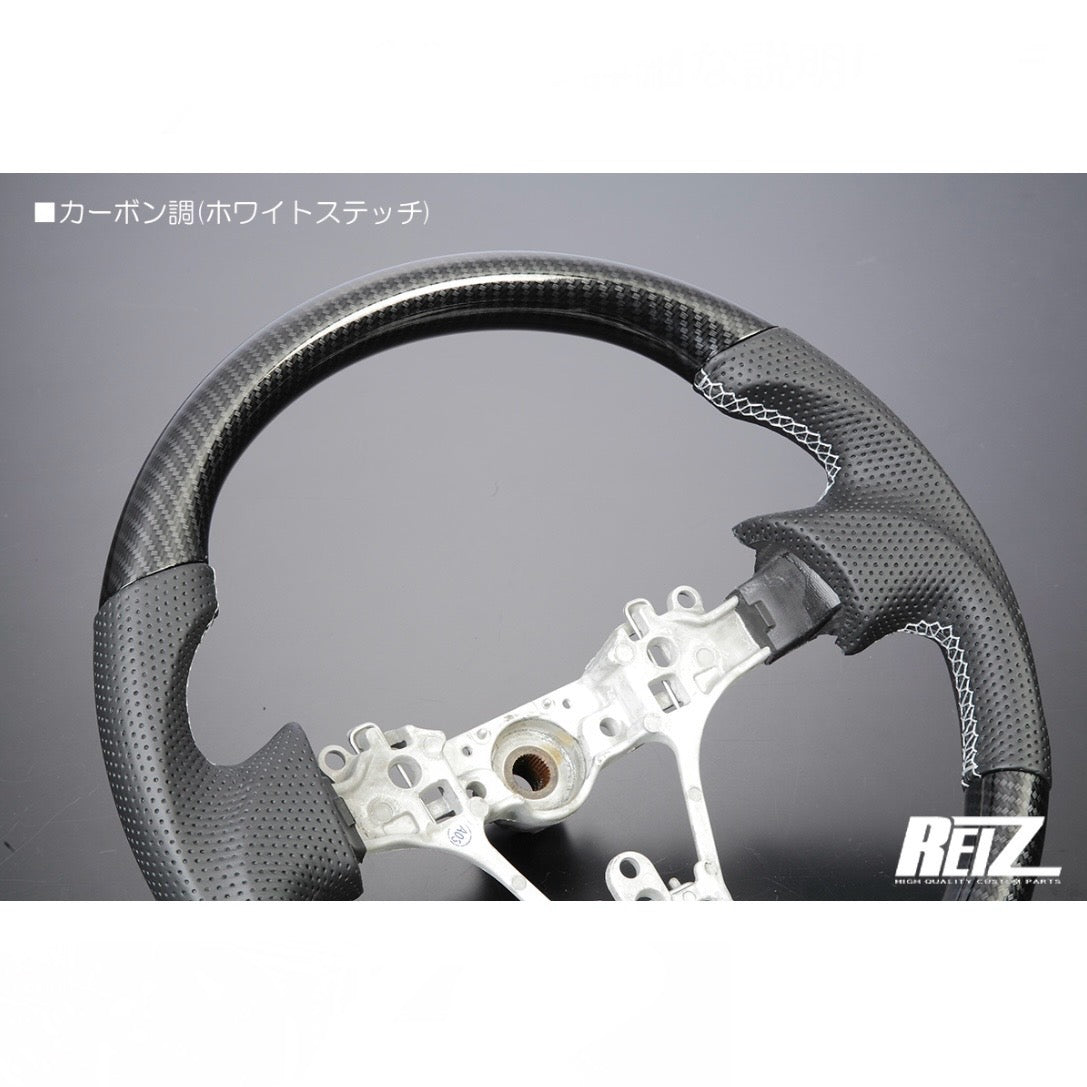 [Genuine Leather] Leather Combination Steering Wheel – Black Leather / Gun-Grip Design [8 Color Options] S500 Series Early Hijet Truck / 160 Series Late Probox and Others