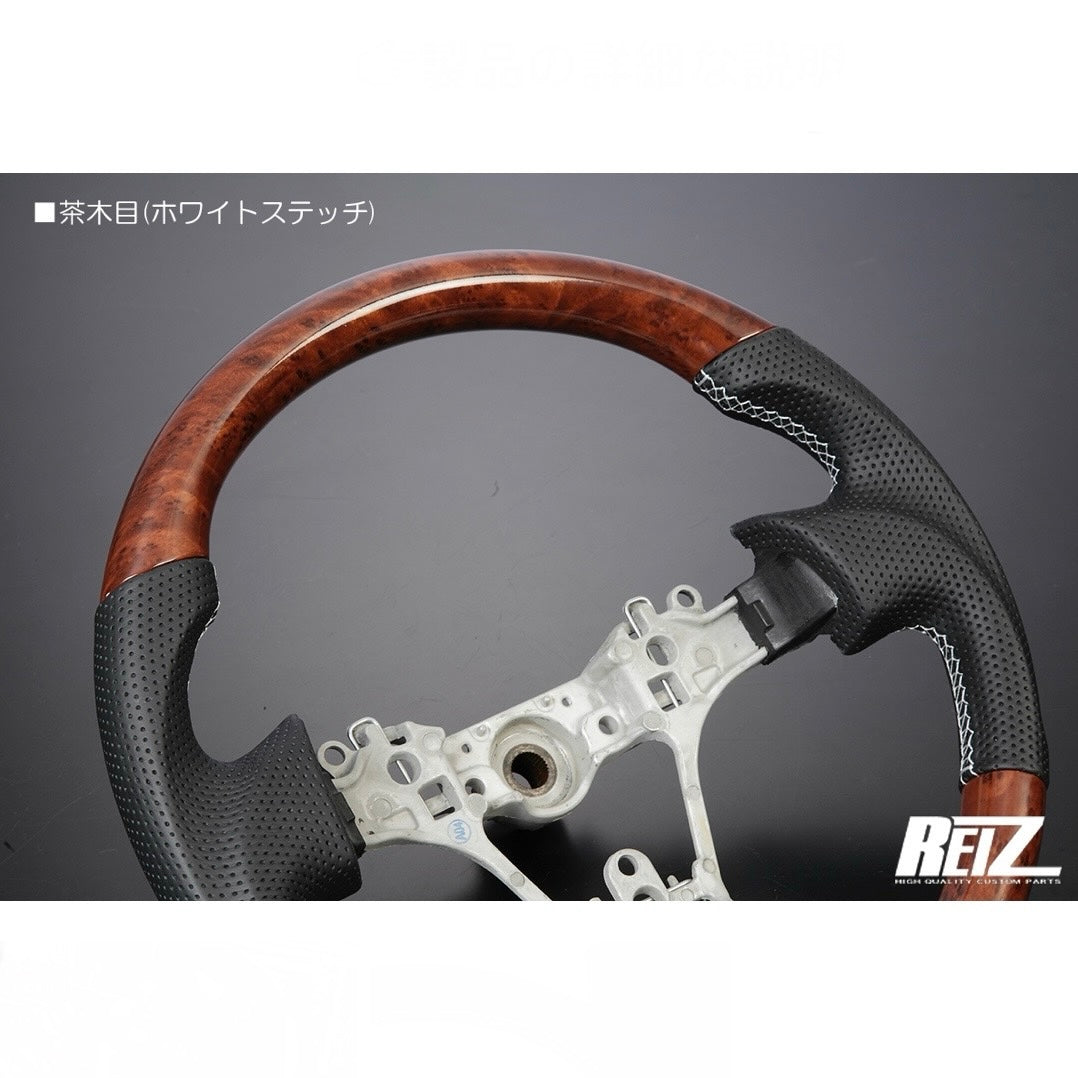 [Genuine Leather] Leather Combination Steering Wheel – Black Leather / Gun-Grip Design [8 Color Options] S500 Series Early Hijet Truck / 160 Series Late Probox and Others