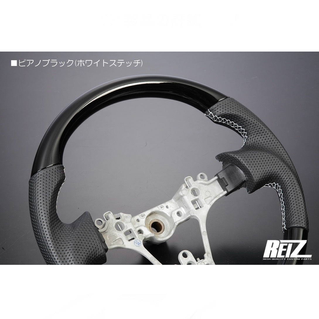 [Genuine Leather] Leather Combination Steering Wheel – Black Leather / Gun-Grip Design [8 Color Options] S500 Series Early Hijet Truck / 160 Series Late Probox and Others