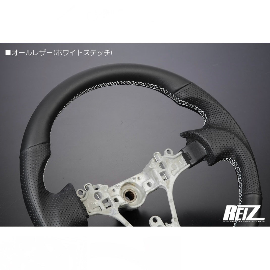 [Genuine Leather] Leather Combination Steering Wheel – Black Leather / Gun-Grip Design [8 Color Options] S500 Series Early Hijet Truck / 160 Series Late Probox and Others