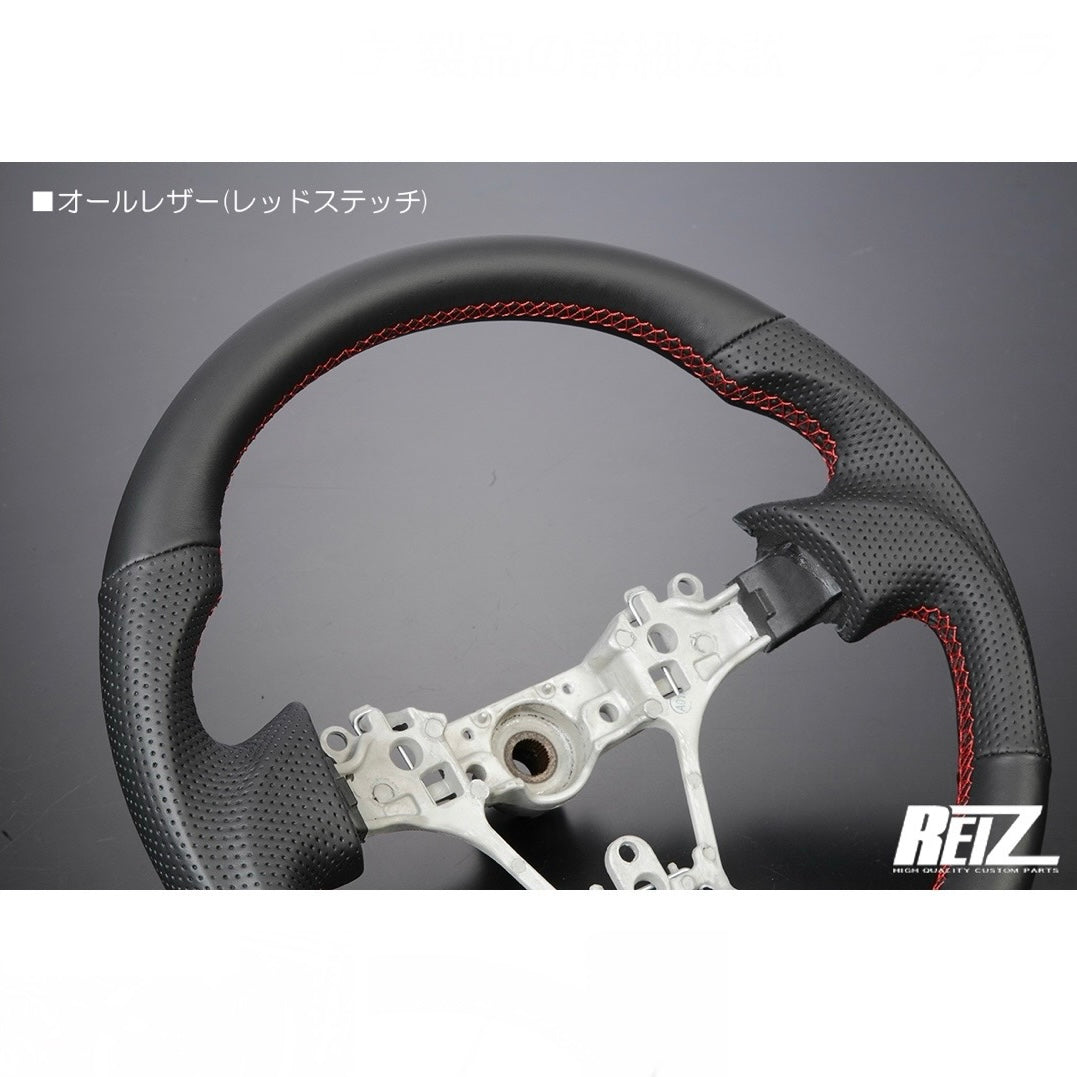 [Genuine Leather] Leather Combination Steering Wheel – Black Leather / Gun-Grip Design [8 Color Options] S500 Series Early Hijet Truck / 160 Series Late Probox and Others