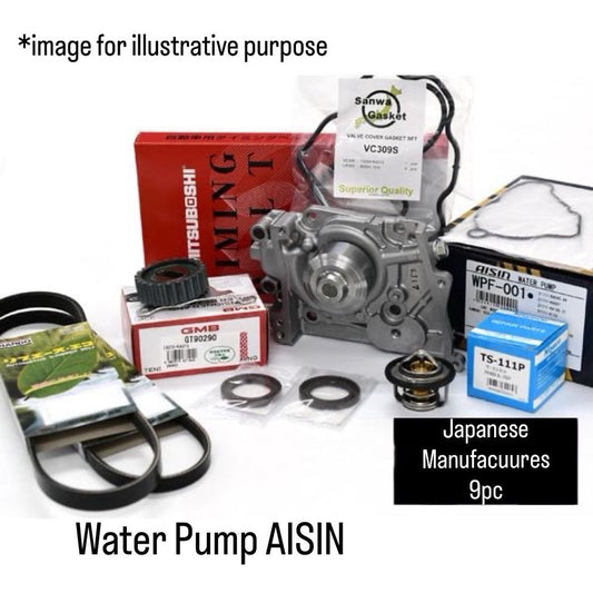 TT1/TT2/TV1/TV2 (Engine:EN07/Supercharged) Timing Belt 9pc Set (Water Pump Aisin) for Subaru Sambar (1998/08~2010/06)