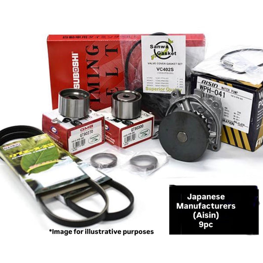 HH5/HH6/HA6/HA7 (Engine:E07Z) Timing Belt 9pc Set (Water Pump AISIN/Tappet Cover Gasket Set) for Honda Acty (From 2005/11~)